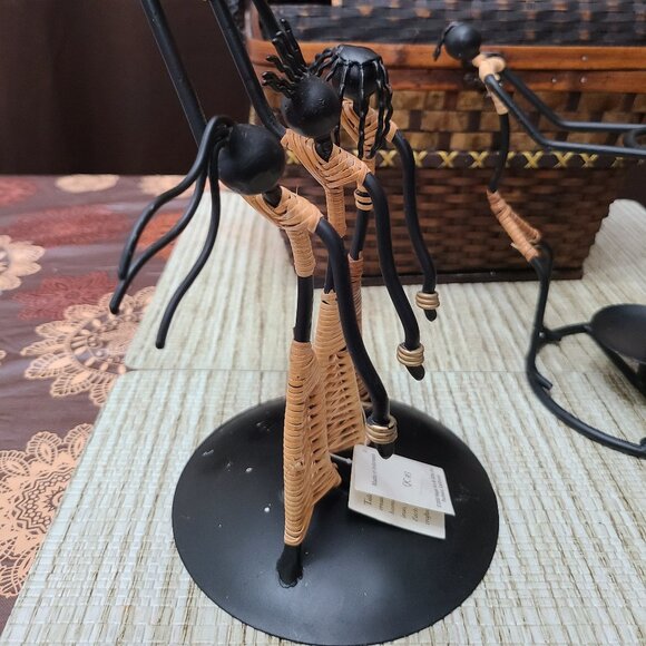 Pair of Laurids Lonborg Denmark Wrought Iron Rattan Candle Holders Vtg MCM - Picture 7 of 10